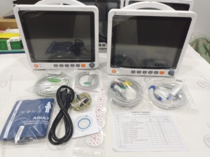 Moniteur patient ECG portable 12 canaux, système de surveillance médicale multiparamétrique, homologué CE, avec chariot en option WPM-12E - Product Image 1