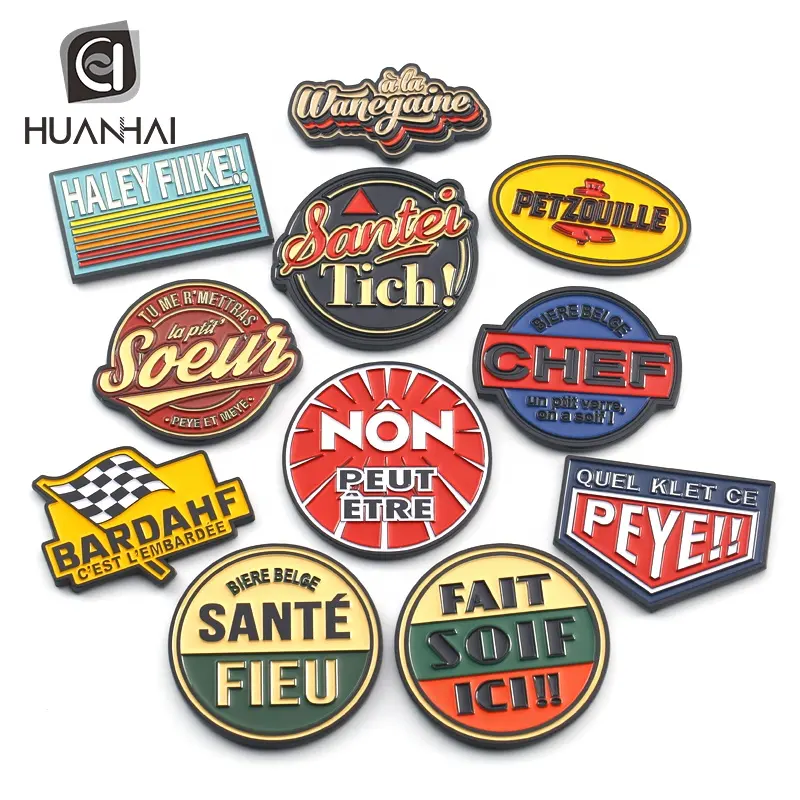 Kustom Logo Enamel Lembut Perusahaan Matt Hitam Logam Magnet Kulkas Souvenir Belgia