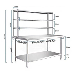 Wholesale Stainless <strong>Steel</strong> Prep Table Heavy Duty Commercial Workbench with Adjustable <strong>Shelving</strong> for Restaurant Supply - Product Image 3