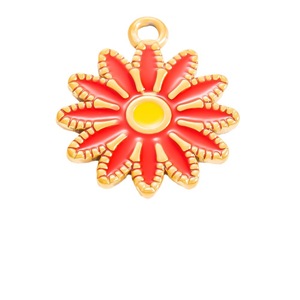 จี้สเตนเลสทรงดอกเดซี่แบบหยดน้ำมัน สำหรับทำสร้อยคอ รูปทรงดอกไม้ อุปกรณ์ตกแต่งเครื่องประดับ - Product Image 5