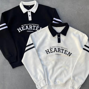 Camicia da Rugby ricamata <span class=keywords><strong>a</strong></span> girocollo per uomo con maglia 100% <span class=keywords><strong>a</strong></span> righe <span class=keywords><strong>a</strong></span> maniche lunghe con Logo personalizzato - Product Image 3