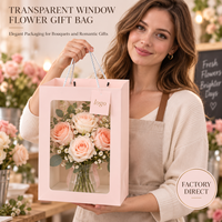 Transparante bloemboeket cadeauzakjes met handvatten voor Valentijnsdag rozen, bloemistverpakkingen, jubileum- en aanzoekgeschenken