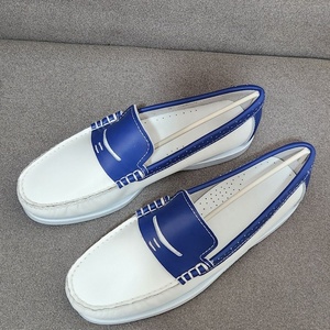 Mocasines Blancos y Azules de Alta Calidad, Hechos a Mano con Cuero Genuino Suave, Zapatos Náuticos Unisex para Conducir y Viajar, Bateaux Hommes - Product Image 5