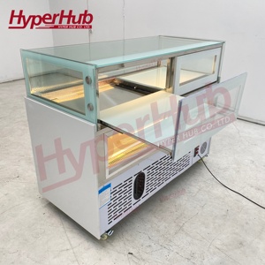 <span class=keywords><strong>Vitrine</strong></span> <span class=keywords><strong>réfrigérée</strong></span> simple niveau pour gâteaux avec tiroir de rangement, vitre anti-buée et thermostat électronique pour pâtisseries et café - Product Image 4