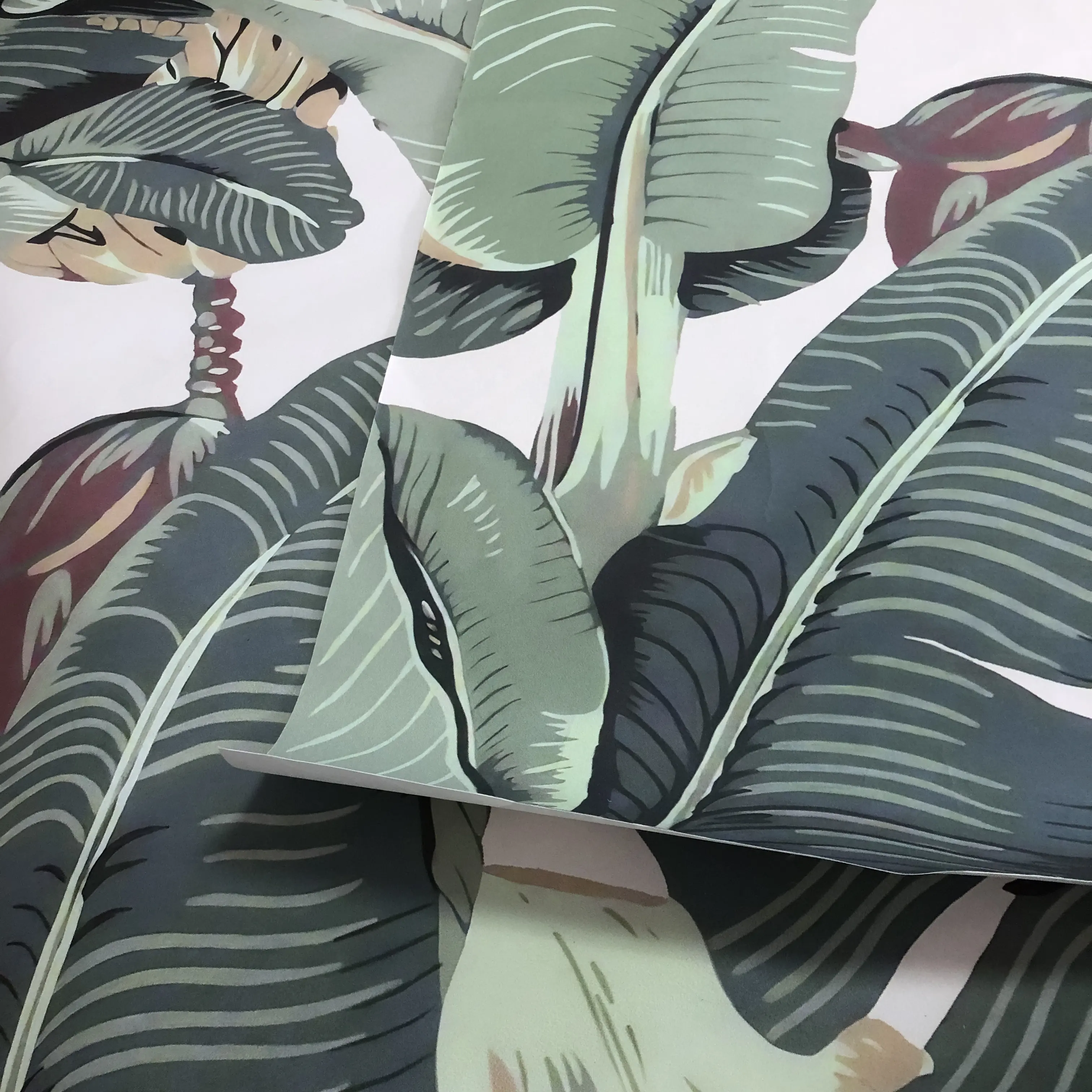 Zhenling digital printing wallpaper banana leaf design printed wallpaper for interior house wall decoration