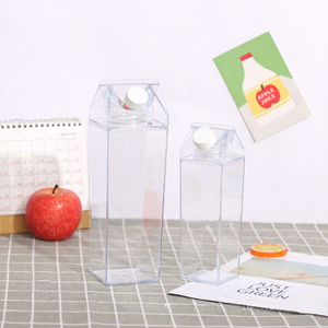 Botella de Agua de Plástico Transparente de 500 ml y 1000 ml, a Prueba de Fugas, Libre de BPA, Reutilizable, Cuadrada, para Leche y Jugos - Product Image 4