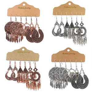 Fashion Vintage Zinc Alloy Earrings 3 Pairs Set Cheap Earrings For Women Stocks Sell Europe Jewelry