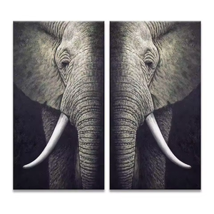 Pintura al Óleo Moderna de Elefante Africano Pintado a Mano, Diseño Único para Decoración de Hotel u Hogar - Product Image 3