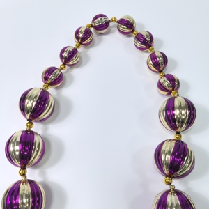 Großhandel Bestseller <span class=keywords><strong>MardiGras</strong></span> Lila Gold Perlen Kürbismuster Bandperlenkette, Karnevalsparty Dekoration Partykette - Product Image 6