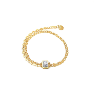 Bracelet tendance en acier inoxydable 316L plaqué or PVD, multi-brins avec breloque en cristal, pour femme, cadeau - Product Image 2