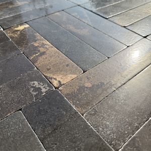 Pavé en pierre calcaire noir à motif <span class=keywords><strong>Versailles</strong></span> français, finition émaillée antidérapante, pour l'aménagement paysager des jardins - Product Image 1