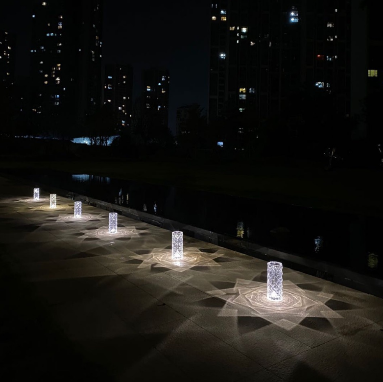 Nuevo producto de 1W, lámpara de mesa de cristal para interiores, luz de noche pequeña táctil para dormitorio, luz de paisaje cambiante de Color rosa, luz de ambiente