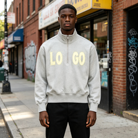 Sweat-shirt à capuche pour homme avec demi-fermeture éclair, en coton tricoté, broderie graphique, idées de nouveaux produits personnalisés ODM/OEM