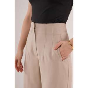 Pantalones de Mujer Color Crema con Diseño de Doble Pliegue, Producto al por Mayor - Product Image 4