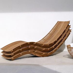 Ensemble de chaises longues de salon d'extérieur en teck massif moderne, résistant à l'eau et aux UV, meubles pour villa, hôtel, salon, jardins, patios - Product Image 5