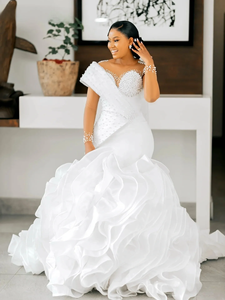 Robe de mariée personnalisée pour la mariée, robe de mariée sirène grande taille, robe de mariée sirène élégante, robes de mariée sirène africaines - Product Image 3