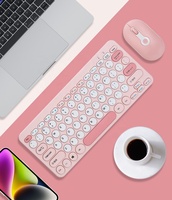 Macaron Keyboard Mini 78 tombol, papan ketik dan Mouse nirkabel 2.4G untuk Android IOS MAC Win