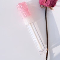 Tubes vides pour gloss à lèvres transparents personnalisés roses, vente en gros, tubes d'échantillons de gloss à lèvres en plastique en forme de fleur pour la vente en gros
