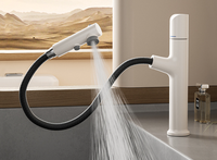 Robinet mitigeur électrique multifonction à trou unique, couleur crème nordique, pour eau chaude et froide, pour salle de bain