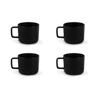 Tasses à thé en céramique mate Excelsa, motif nordique uni, 21 cl, noir, lot de 4, pour le thé de l'après-midi et les occasions de cadeaux