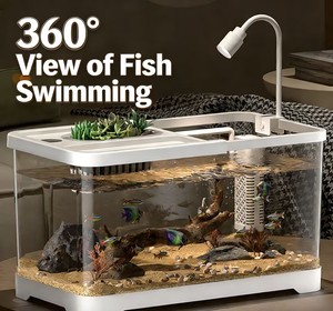 家庭用水槽、一体型ろ過・エアレーション機能付き卓上生態循環水槽、蓋付き - Product Image 2
