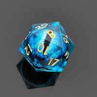 MINI PLANET 35MM Jeu de dés RPG polyédriques faits à la main, dés de jeu de société DND Dragon et Donjons en résine à cœur liquide Œil de Dragon Vert