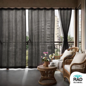 Pearl Black Eyelet Outdoor Curtains 180 GSM with Elegant Deep Black Tones and Soft Light Filtering Fabric for Contemporary - Product Image 1
