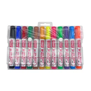 स्कूल/कार्यालय 047 के लिए सर्वाधिक बिकने वाले 12 रंग व्हाइटबोर्ड मार्कर पेन कस्टम लोगो पीवीसी बैग पैकिंग