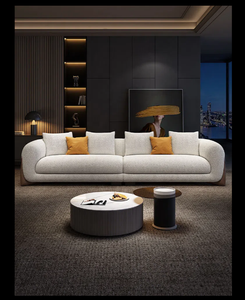 Modern Italian Luxury Corner Sofa <strong>Velvet</strong> Cloth Tea/<strong>Coffee</strong> <strong>Table</strong> with Slate Top for Living Room for Apartment Use - Product Image 4