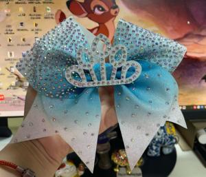 Fiocchi per Cheerleading Personalizzati di Lusso per Ragazze, Rosa e Blu con Strass, Logo Personalizzato - Product Image 3