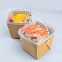 Boîte d'Emballage Alimentaire Jetable Écologique et Dégradable en Papier Kraft à Double Couche pour Salade, Sushi, Bento, Chewing-gum et Aliments pour Bébé avec Poignée