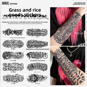 Pegatinas de <span class=keywords><strong>Tatuajes</strong></span> Estilo Gótico Inglés, Resistentes al Agua, Duraderas, con Letras Negras Intensas, Formas Geométricas, de Lujo <span class=keywords><strong>para</strong></span> <span class=keywords><strong>Hombres</strong></span> - Product Image 2