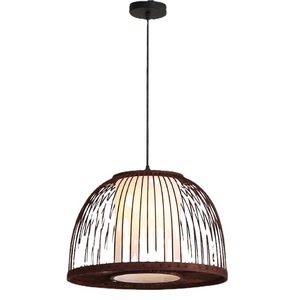 Bamboo Pendant <b>Light</b> Round Led Home Lighting For Living Room And <b>Dining</b> Room Single Head Chandelier Zen Style - Product Image 3
