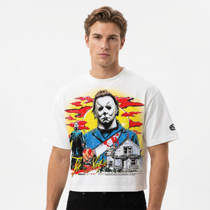 Camiseta Blanca de Michael Myers para Hombre, Camiseta de Halloween de Manga Corta con Estampado Gráfico, Cuello Redondo, Corte Regular, Diseño de Personaje en Jersey de Algodón - Product Image 6