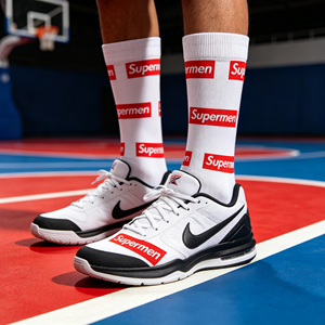 Chaussettes de sport imprimées sur toute la surface de la marque <span class=keywords><strong>Supermen</strong></span>, chaussettes de sport imprimées personnalisées StreetStyle, chaussettes de mode polyvalentes pour hommes et femmes - Product Image 4