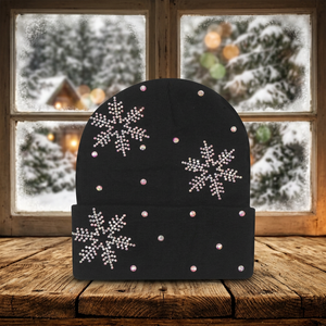 Bonnet en tricot acrylique personnalisé avec strass flocon de neige, chaud pour l'hiver, unisexe, pour le ski et les voyages, chapeau de Noël, marque privée - Product Image 4