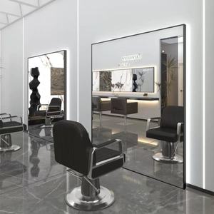 Miroir de salon rectangulaire grand format sur pied avec cadre métallique moderne pour studio de beauté et coiffeuse d'anniversaire - Product Image 4