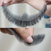 Vente en gros de cheveux humains européens Remy authentiques, style exotique, accessoires de maquillage, favoris invisibles doux, moustache, film de déguisement, fausse barbe