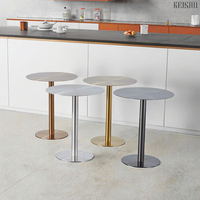 Table à manger octogonale en acier inoxydable au design moderne, plateau en bois, facile à nettoyer, garantie 10 ans, utilisation en hôtel et restaurant