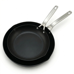 Poêle à frire en acier au carbone <span class=keywords><strong>de</strong></span> 10/12 pouces au design exclusif d'usine, compatible induction, antiadhésive naturelle, résistante au four - Product Image 1