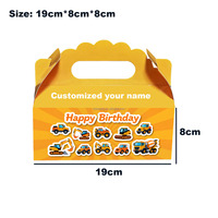 Boîte à cadeaux en forme de camion jaune d'ingénierie, thème camion de dessin animé, pour fête d'anniversaire, décoration de fête, Noël, Saint-Valentin