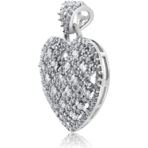 Collar con colgante de corazón, diamante natural de corte redondo y baguette de 1,00 quilates, plata de ley, joyería de compromiso para mujer - Product Image 2