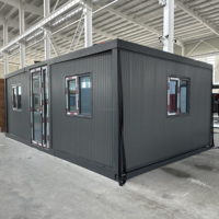 Casa prefabricada de madera, casa modular de techo plano, casa contenedor expandible prefabricada para Villa