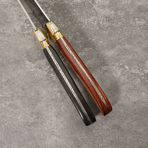 Sable de champán de 27 cm sin afilar, con borde Granton, mango de madera, guardacuchillas de latón, herramienta ceremonial para sabrage, para hostelería, eventos y catering. - Product Image 4