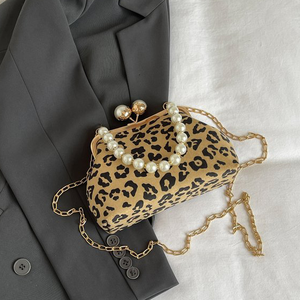 Nouvelle Collection Automne 2025 : Sac Coquille Tendance Imprimé Léopard avec Chaîne – Sac à Main Minimaliste pour Femme, Sac à Bandoulière et Sac Croisé - Product Image 2
