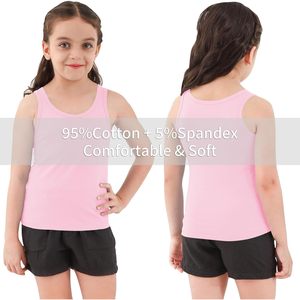 Débardeur 100 % coton pour filles, col rond, sans manches, respirant, sous-vêtement pour enfants de 2 à 14 ans, couleur unie, tenue de gymnastique - Product Image 3