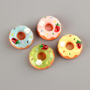 Hot Sale Schöne 24mm Hand farbe Craft Simulation Food Play Diy Zubehör Flat Back Round Resin Donut Cabochon - Product Image 6