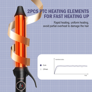 Rizadores de Pelo Más Vendidos y Tenacillas <span class=keywords><strong>para</strong></span> Rizar el <span class=keywords><strong>Cabello</strong></span> con Pantalla LCD de Temperatura y Calentador Dual PTC - Product Image 4