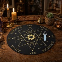 Plaque en bois gravée au laser Lune et Étoile, en tilleul durable, forme ronde, ensemble de divination pour la décoration intérieure et les cadeaux