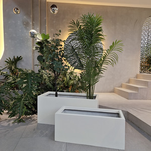Modern Design Large Rectangular Fiberglass Planter Pots Indoor/Outdoor Home <strong>Decor</strong> Nursery Square Patterns Planting Decoration - Product Image 3